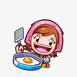 做早餐的女子卡通煎鸡蛋女孩高清图片