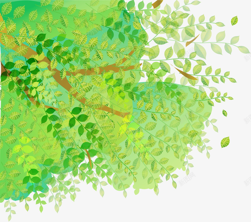 手绘绿色树木png免抠素材_新图网 https://ixintu.com 卡通 叶子 大树 手绘 树叶 树木 绿叶 绿色