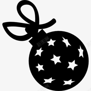 黑色手绘圣诞彩球星星图案图标图标