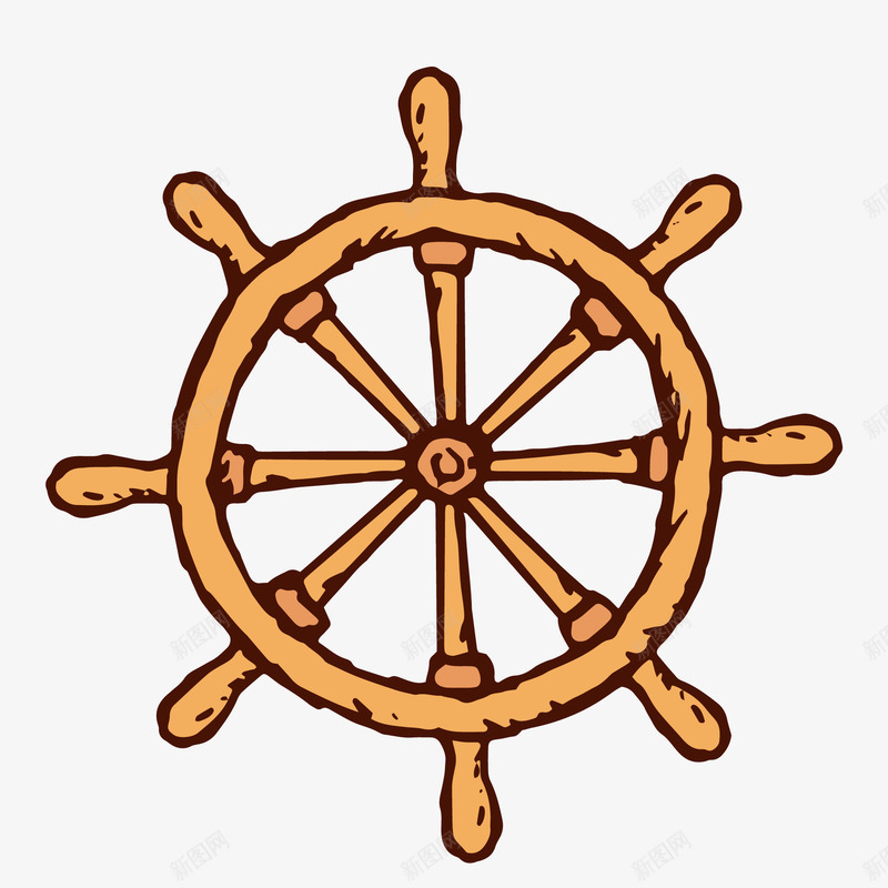卡通船舵png免抠素材_新图网 https://ixintu.com 卡通 彩绘 手绘 素描船舵 航海 航行 船舵 黄色