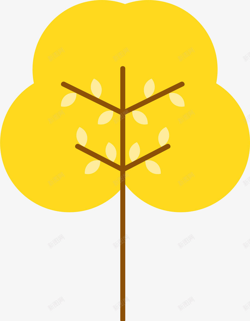 简单可爱的黄树png免抠素材_新图网 https://ixintu.com 树 树木 植物 装饰