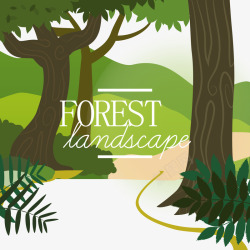 创意树林风景矢量图素材