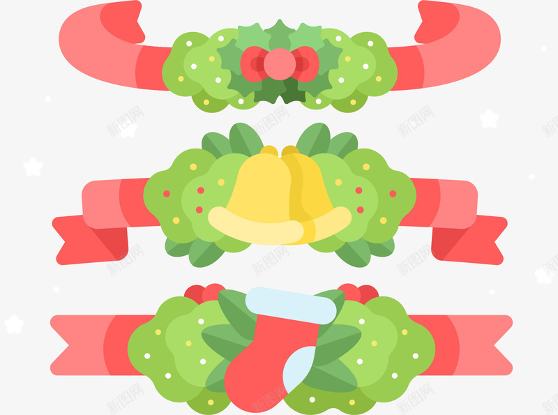 手绘圣诞装饰横幅矢量图ai免抠素材_新图网 https://ixintu.com 卡通 圣诞袜子 圣诞装饰 手绘 铃铛 矢量图