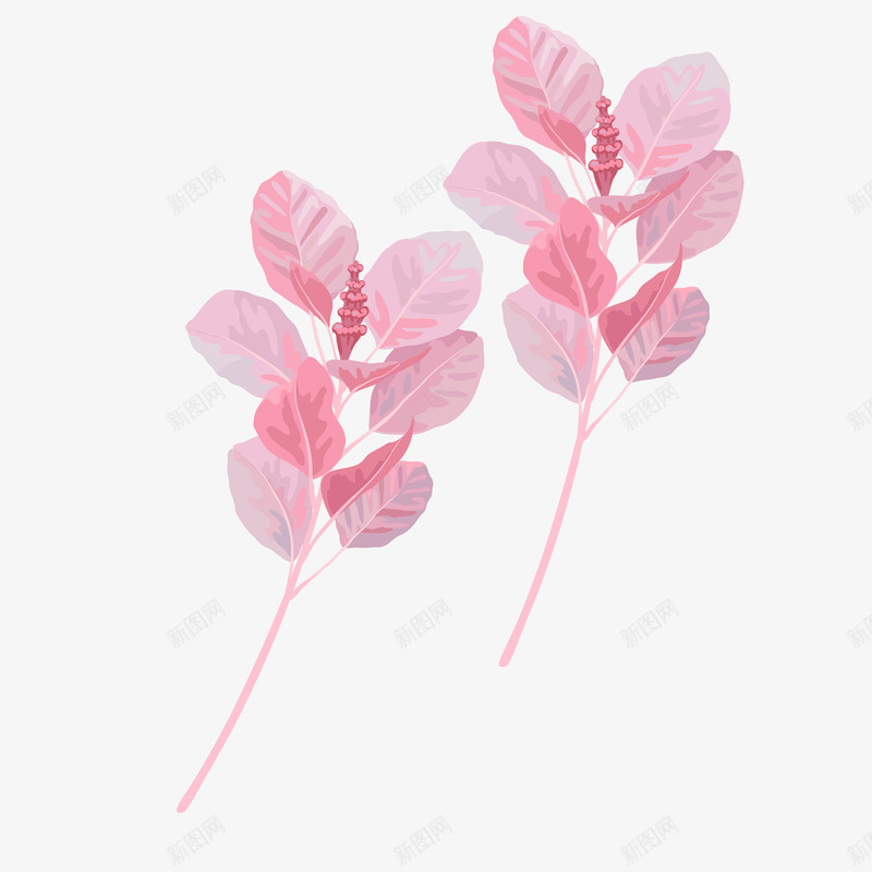 粉色手绘树叶简图png免抠素材_新图网 https://ixintu.com 叶子 手绘图 树叶 树木 植物 粉色树叶 绿植