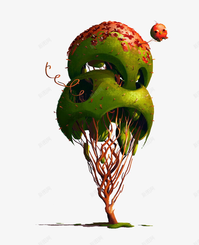 创意卡通蘑菇树png免抠素材_新图网 https://ixintu.com 创意插图 卡通蘑菇树 彩绘插画