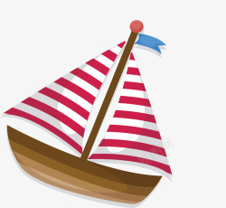 红色条纹旅游帆船矢量图素材