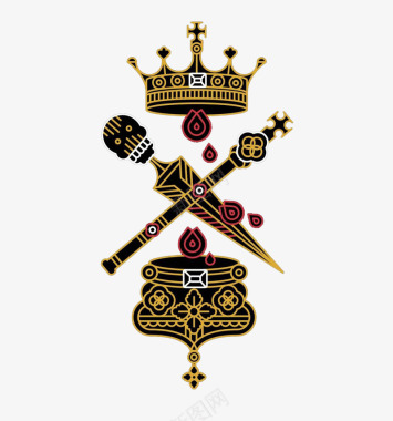 皇冠与剑平面图标图标