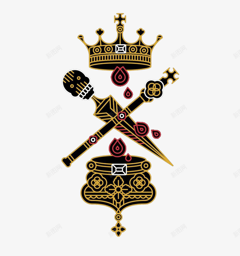 皇冠与剑平面图标png_新图网 https://ixintu.com 图标 暗黑系 设计