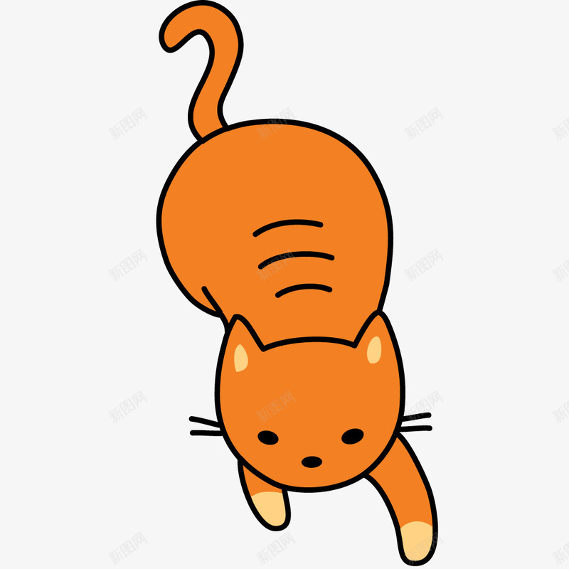 橙色猫咪png免抠素材_新图网 https://ixintu.com 一只 卡通 可爱 尾巴 手绘 橙色 爪子 猫咪 简图