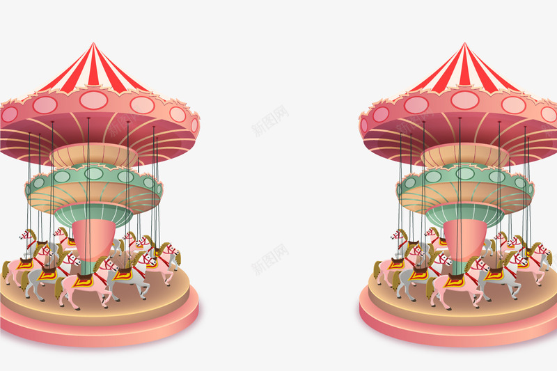 游乐园矢量图ai免抠素材_新图网 https://ixintu.com 帐篷 旋转木马 游乐 粉色 矢量图