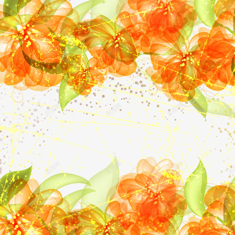 橙色绚丽花朵背景png免抠素材_新图网 https://ixintu.com 矢量素材 绚丽 花朵背景