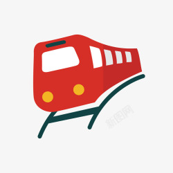 彩绘小火车红色动车卡通矢量图高清图片