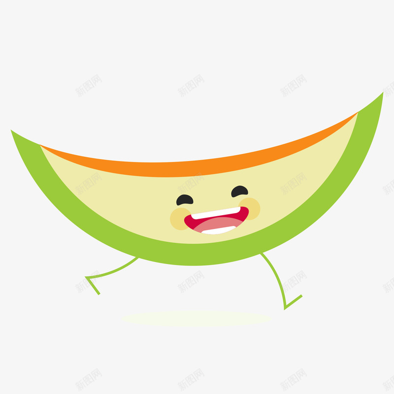 橙绿色的开心甜瓜表情矢量图ai免抠素材_新图网 https://ixintu.com 开心甜瓜 橙色 水果 甜瓜表情 白色 绿色 矢量图