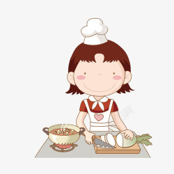切萝卜卡通厨房烧菜的厨娘高清图片