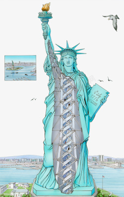 美国自由神像内部结构素材