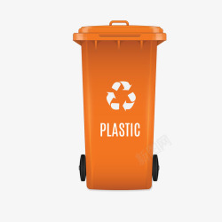 橙色垃圾桶橙色卡通塑料垃圾垃圾桶矢量图高清图片
