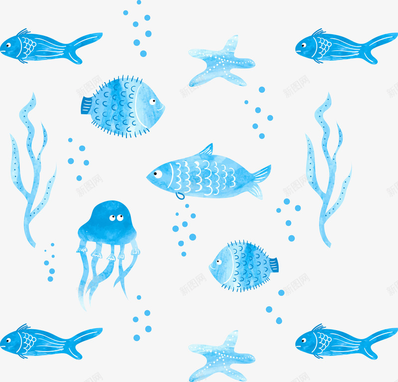 漂浮蓝色海洋世界和生物png免抠素材_新图网 https://ixintu.com 各种鱼类 海洋 漂浮 蓝色