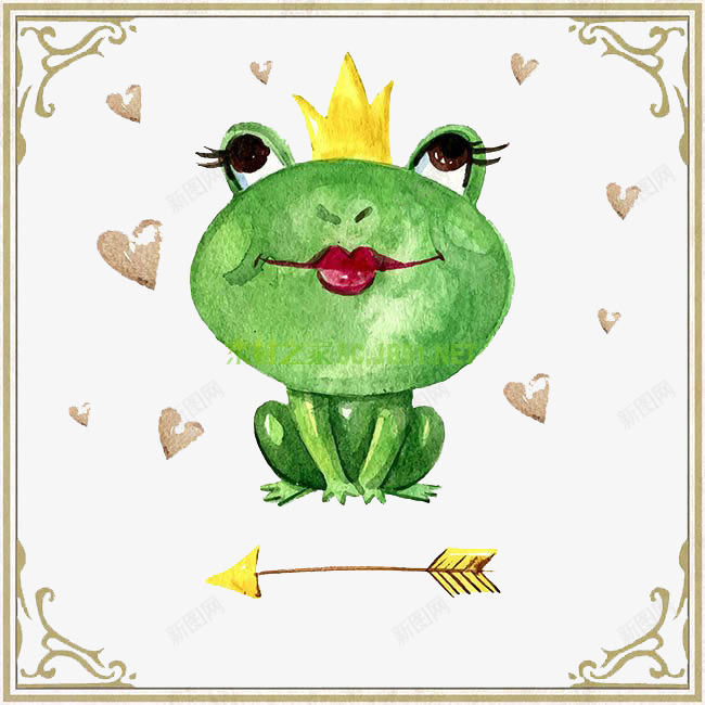 带皇冠的青蛙png免抠素材_新图网 https://ixintu.com 卡通 女性 相框
