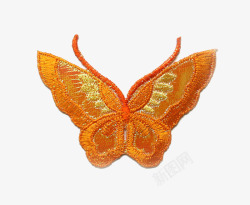 橙色的蝴蝶刺绣素材