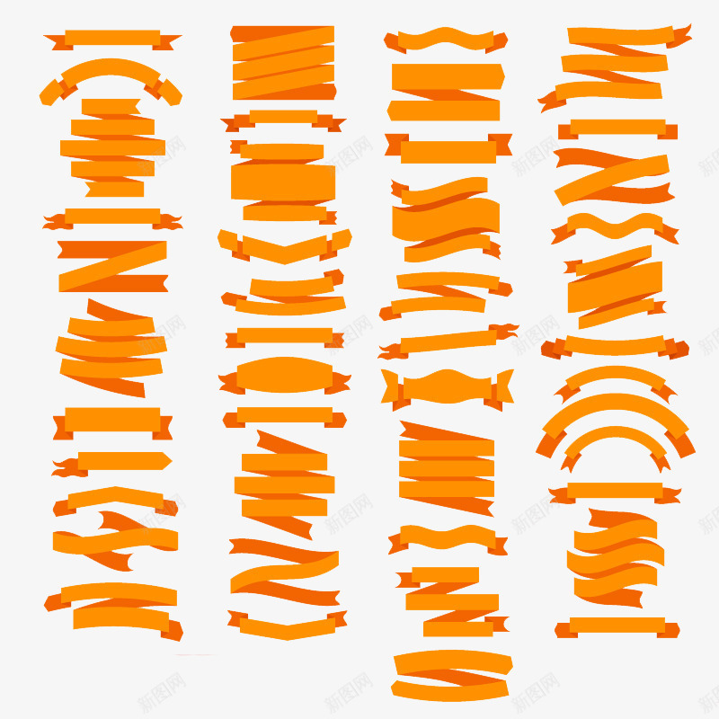 45款橙色丝带png免抠素材_新图网 https://ixintu.com 丝带 丝带免费png图片 丝带免费矢量 创意 横幅 橙色