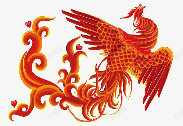 卡通凤凰png免抠素材_新图网 https://ixintu.com 凤凰素材 卡通 红色凤凰 飞翔的凤凰