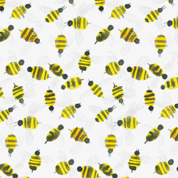 水彩绘蜜蜂无缝背景矢量图素材