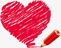 铅笔彩绘红色彩绘爱心铅笔高清图片