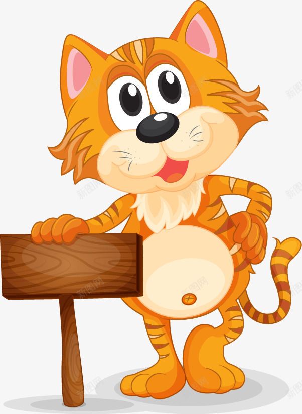 卡通拿木牌的猫png免抠素材_新图网 https://ixintu.com Q版拿木牌的猫 可爱的小猫 手绘拿木牌的猫 橙色小猫