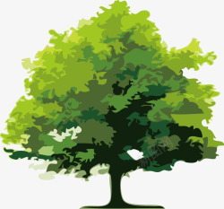翠绿卡通树木素材