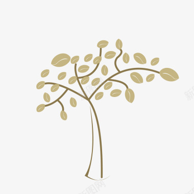 棕色咖啡豆装饰树木插画图标矢量图图标