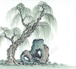 节日柳树手绘树木专题素材