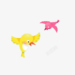 卡通手绘飞翔小鸟素材