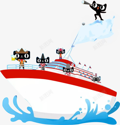 行进中的帆船png免抠素材_新图网 https://ixintu.com 卡通 天猫 海洋 购物 轮船