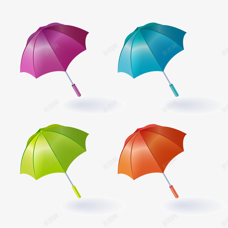 彩色雨伞矢量图ai免抠素材_新图网 https://ixintu.com 3D 伞 橙色雨伞 立体 矢量图