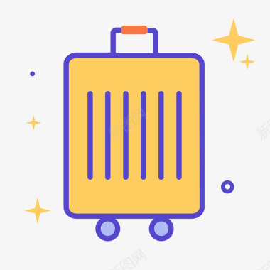 黄色手绘圆角行李箱元素图标图标