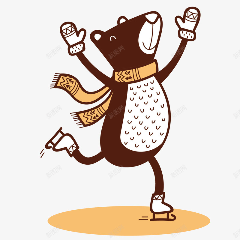 黑色跳舞小熊手绘矢量图ai免抠素材_新图网 https://ixintu.com 创意 动物 卡通 小熊 手绘 橙色 溜冰 滑冰 矢量图