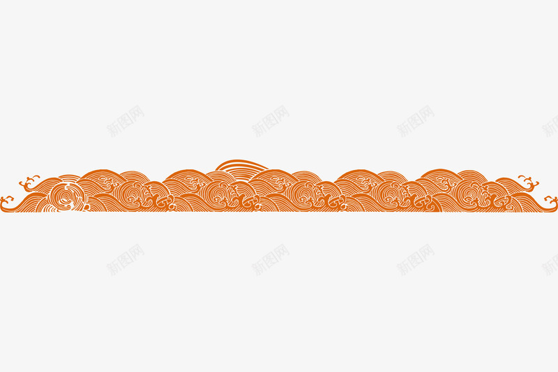 橙色简约海浪边框纹理png免抠素材_新图网 https://ixintu.com 免抠PNG 橙色 海报 简约 边框纹理