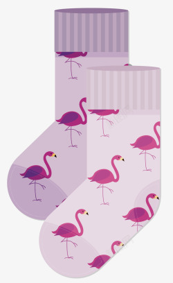 印花袜子火烈鸟印花浅紫色袜子高清图片