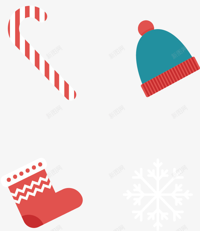条纹拐棍矢量图eps免抠素材_新图网 https://ixintu.com 圣诞元素 圣诞帽子 白色雪花 矢量素材 红色圣诞袜 矢量图