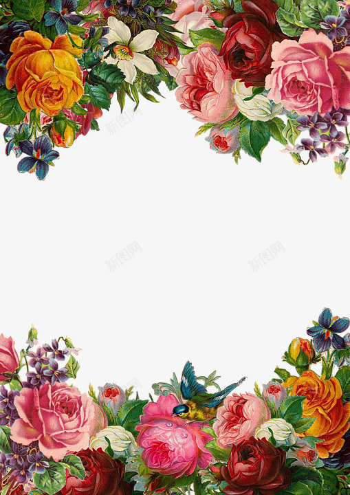 花朵边框美观png免抠素材_新图网 https://ixintu.com 美 色彩 花朵 边框