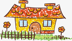 墙砖色房子儿童房子水彩画矢量图高清图片