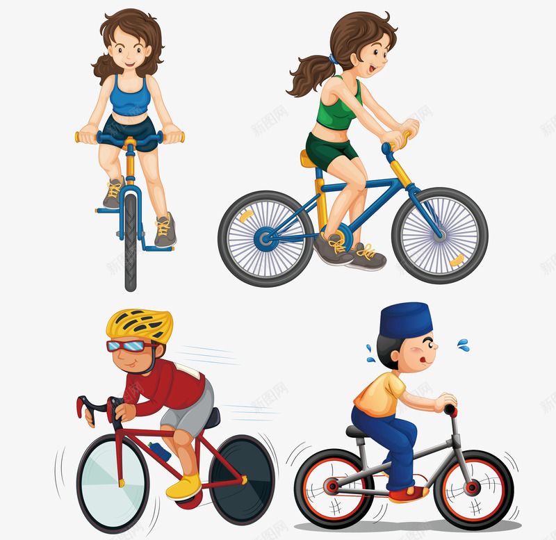 各种骑单车的人物png免抠素材_新图网 https://ixintu.com 共享单车 单车 女孩 户外 男孩 运动 骑行