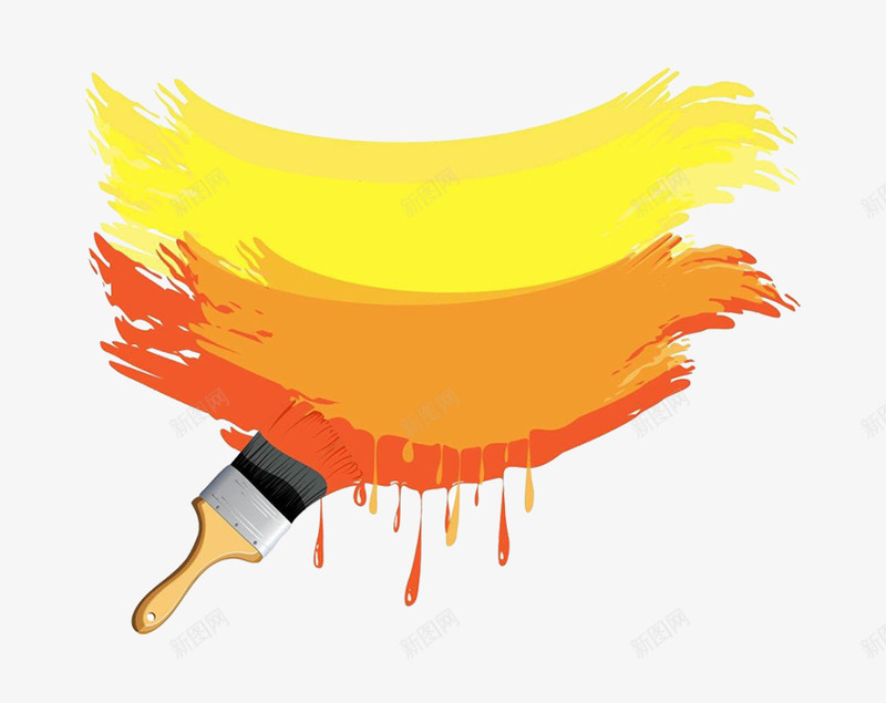油漆刷子png免抠素材_新图网 https://ixintu.com 刷子 卡通 橙色 油漆 装修材料