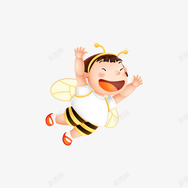 卡通飞翔的小女孩png免抠素材_新图网 https://ixintu.com 人物设计 儿童生活节 卡通 小女孩 小蜜蜂 飞翔