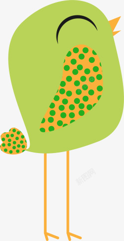 绿色卡通小鸟矢量图素材