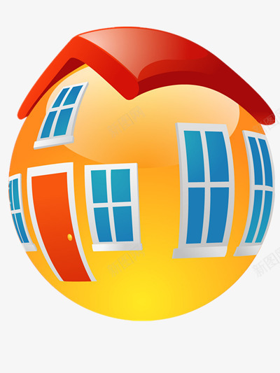 圆形的房子png免抠素材_新图网 https://ixintu.com 圆形 房子 橙色