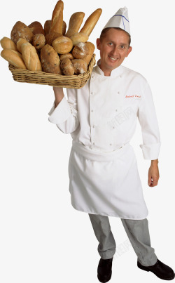 糕点师元素面包师傅端面包高清图片