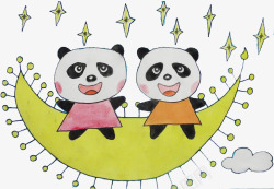儿童画熊猫彩绘儿童画可爱的大熊猫图案高清图片