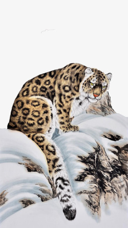 动物画作像老虎一样的雪豹高清图片