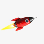 飞翔的红色卡通火箭素材